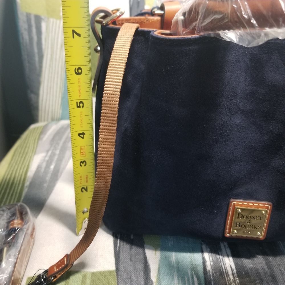Dooney & Bourke Suede Mini Barlow Satchel In Navy Chic Purse - Picture 4 of 12